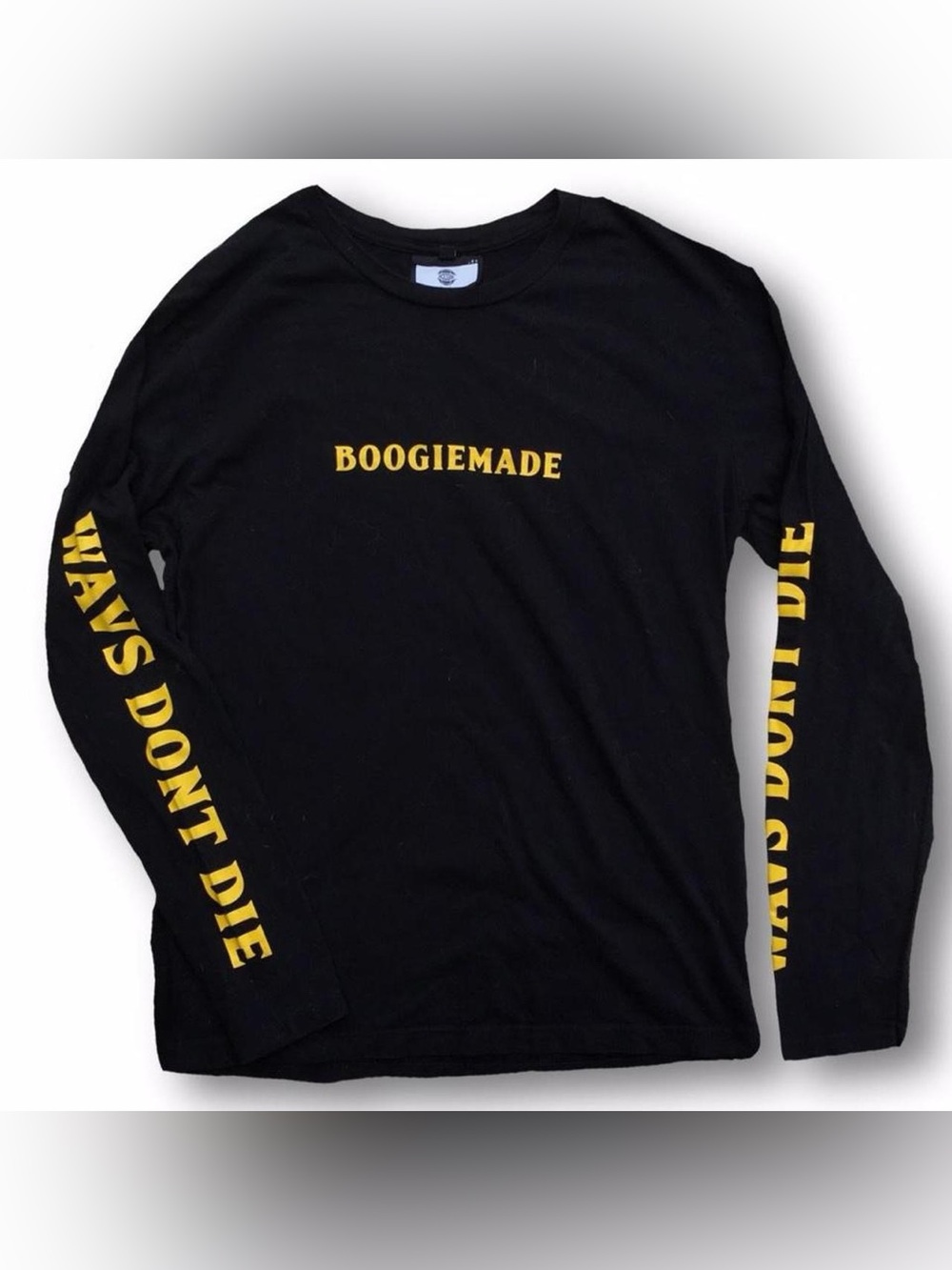 Men's Black Long-Sleeve EDM Tee with Yellow Logo